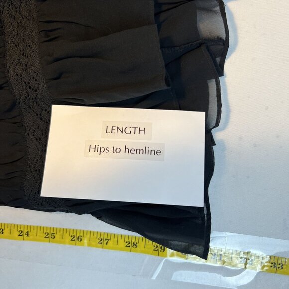 Y2K Women Medium Black Whimsy Goth Cottage Core Tiered Midi Skirt Side Zip Lined - Picture 4 of 8